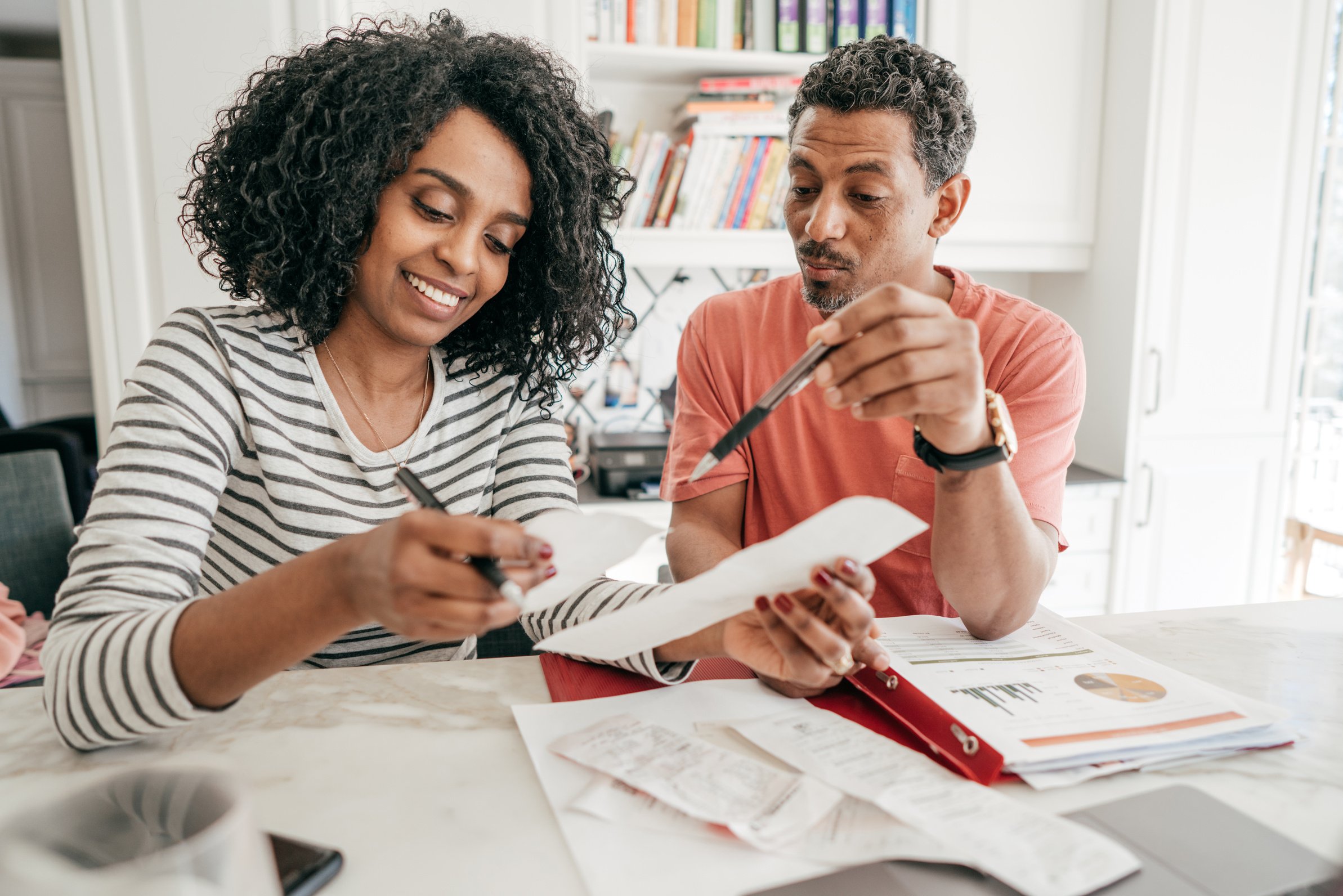 Couple making taxes together